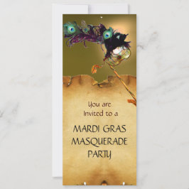 MARDI GRAS MASQUERADE PARTY Gelbgrün Einladung