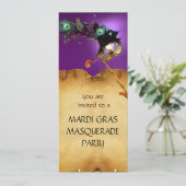 MARDI GRAS MASQUERADE PARTY, lila Einladung (Stehend Vorderseite)