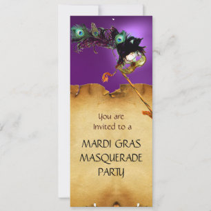 MARDI GRAS MASQUERADE PARTY, lila Einladung