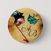 MARDI GRAS MASQUERADE PARTY MONOGRAM BUTTON (Vorderseite)
