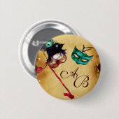 MARDI GRAS MASQUERADE PARTY MONOGRAM BUTTON (Vorne & Hinten)