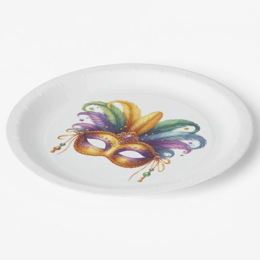 Mardi Gras Masquerade Party Pappteller (Schrägansicht)