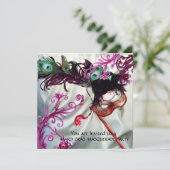 MARDI GRAS MASQUERADE PARTY, WEISS SILK KLOTH EINLADUNG (Stehend Vorderseite)