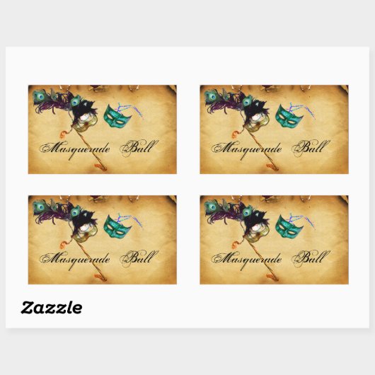 MARDI GRAS MASQUERADE Perchment Rechteckiger Aufkleber (Blatt)