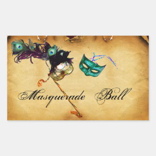 MARDI GRAS MASQUERADE Perchment Rechteckiger Aufkleber