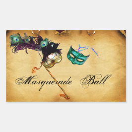 MARDI GRAS MASQUERADE Perchment Rechteckiger Aufkleber