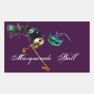 MARDI GRAS MASQUERADE RECHTECKIGER AUFKLEBER