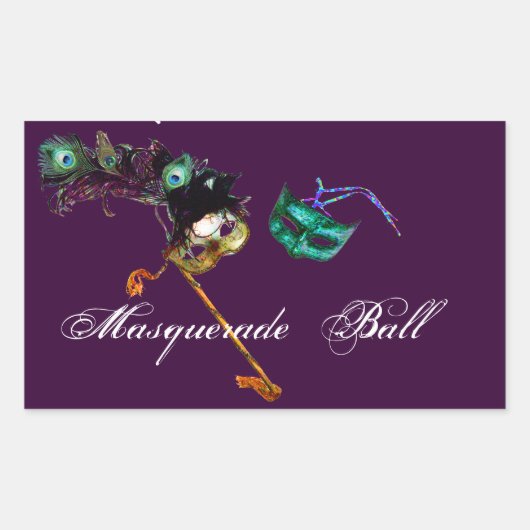 MARDI GRAS MASQUERADE RECHTECKIGER AUFKLEBER (Vorderseite)