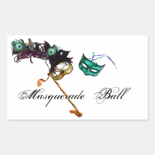 MARDI GRAS MASQUERADE RECHTECKIGER AUFKLEBER (Vorderseite)