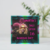 Mardi Gras masquerade sechzehn Party Einladung (Stehend Vorderseite)