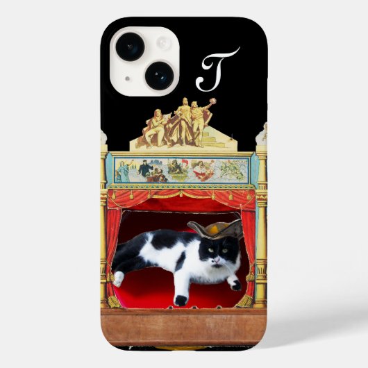MARDI GRAS MASQUERADE THEATER CAT Monogramm Case-Mate iPhone Hülle (Rückseite)