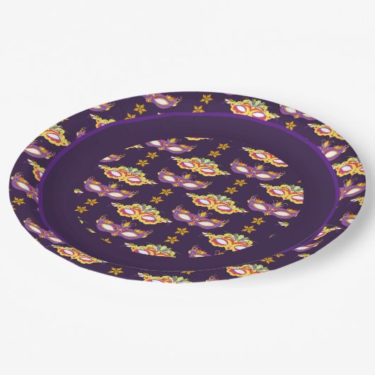Mardi Gras Masquerade Theme Pappteller (Schrägansicht)
