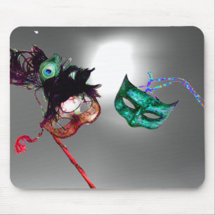 MARDI GRAS MASQUERADE weiß, grau Mousepad