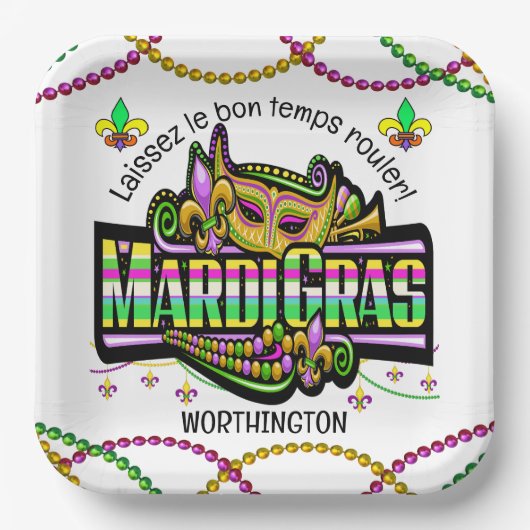 Mardi Gras Matches Theme Paper Napkin Pappteller (Vorderseite)