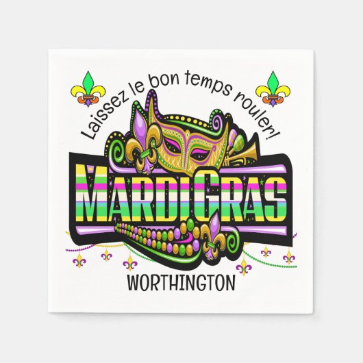 Mardi Gras Matches Theme Paper Napkin Serviette (Vorderseite)