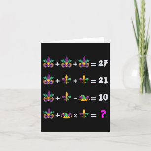 Mardi Gras Math Gleichung für Lehrer Schüler Mard Karte