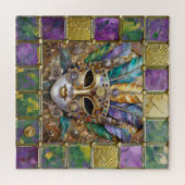 Mardi Gras Metal Keramik Farbenfrohe Feather Maske Puzzle (Horizontal)