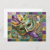 Mardi Gras Metal Keramik Feather Mask Postkarte (Vorne/Hinten)