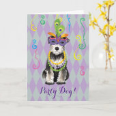 Mardi Gras Mini Schnauzer Karte (Gelbe Blume)