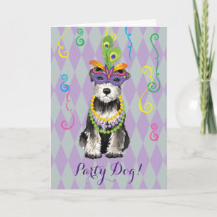Mardi Gras Mini Schnauzer Karte