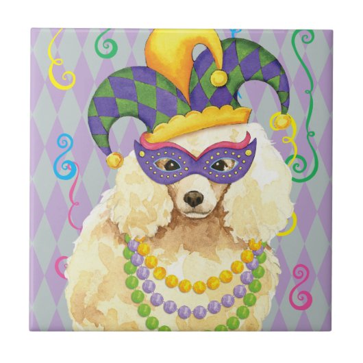 Mardi Gras Miniature Poodle Fliese (Vorderseite)