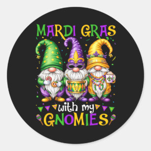 Mardi Gras mit meinen Nomaden Squad Gnomes 2025 Co Runder Aufkleber