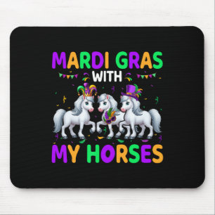 Mardi Gras mit meinen Pferden Drei Niedliche Pferd Mousepad