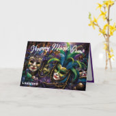 💚 💜 💛 Mardi Gras mit schönen Masken Karte (Gelbe Blume)