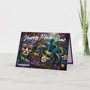 💚 💜 💛 Mardi Gras mit schönen Masken Karte