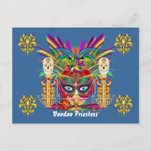 Mardi Gras Mojo Priestess View Notes Bitte Einladungspostkarte (Vorderseite)