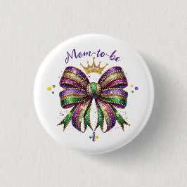 Mardi Gras Mom-to-be Button