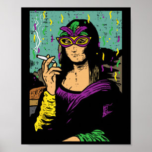 Mardi Gras Mona Lisa Rauchen Weed Stoner Geschenk Poster