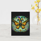 Mardi Gras Monarch Butterfly Jester Karte (Gelbe Blume)