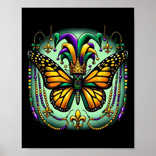 Mardi Gras Monarch Butterfly Jester Poster (Vorne)