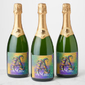 Mardi Gras Monogram Initial A Schaumweinetikett (Flaschen)