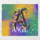 Mardi Gras Monogram Initial A Schaumweinetikett (Einzelnes Label)