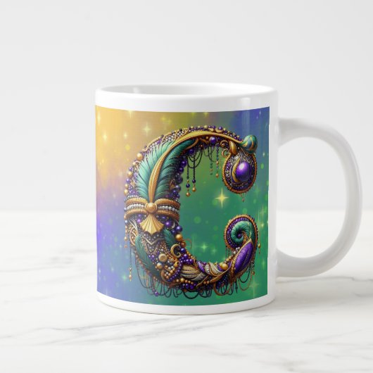 Mardi Gras Monogram Initial C Jumbo-Tasse (Rechts)