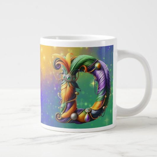 Mardi Gras Monogram Initial D Jumbo-Tasse (Rechts)