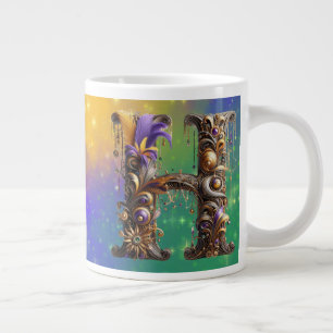 Mardi Gras Monogram Initial H Jumbo-Tasse