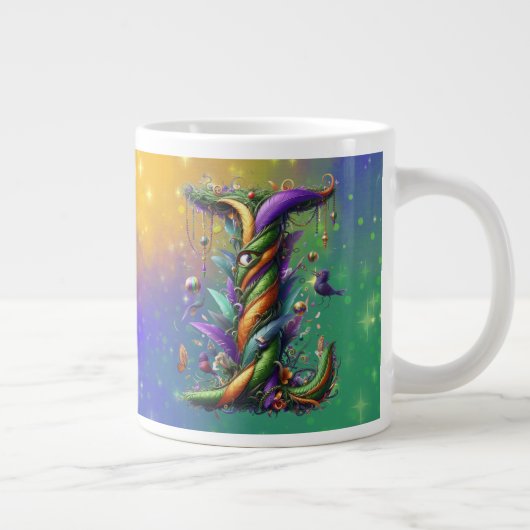 Mardi Gras Monogram Initial I Jumbo-Tasse (Rechts)