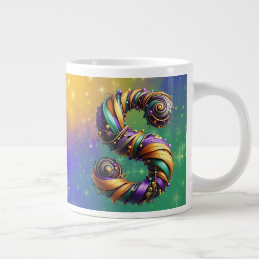 Mardi Gras Monogram Initial S Jumbo-Tasse (Rechts)