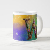 Mardi Gras Monogram Initial W Jumbo-Tasse (Vorderseite Rechts)
