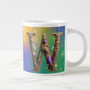 Mardi Gras Monogram Initial W Jumbo-Tasse