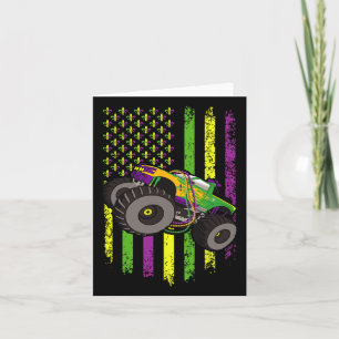 Mardi Gras Monster Truck Beads American Flag Shirt Karte