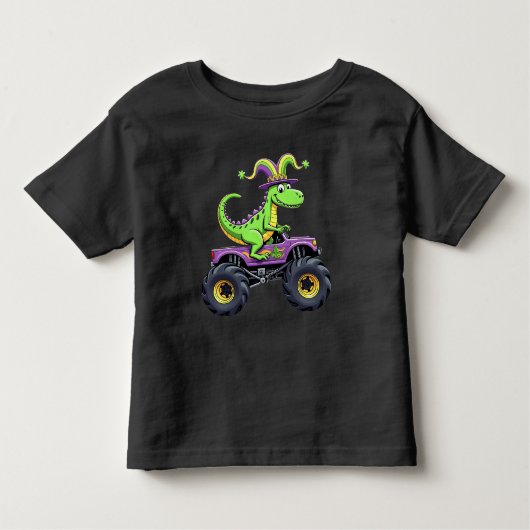 Mardi Gras Monster Truck Dinosaur rex Kleinkind T-shirt (Vorderseite)