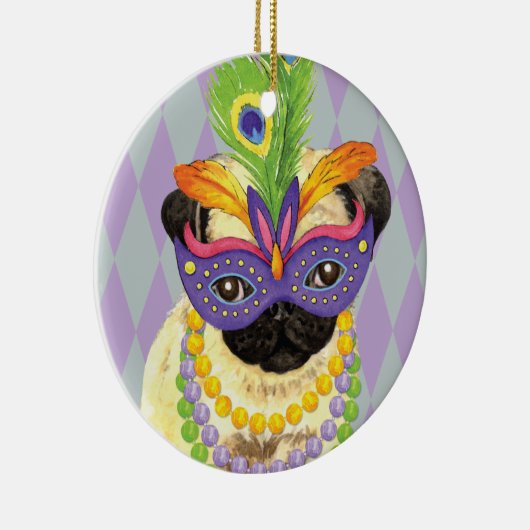 Mardi Gras Mops Keramikornament (Rechts)