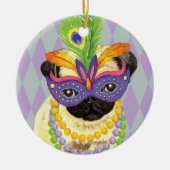 Mardi Gras Mops Keramikornament (Vorne)