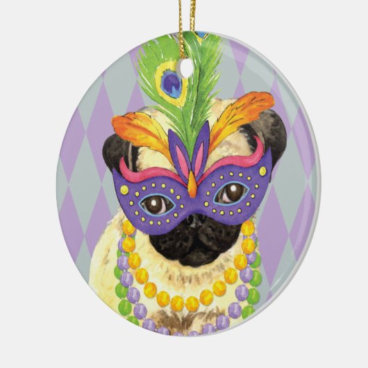 Mardi Gras Mops Keramikornament (Links)