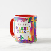 Mardi Gras Music Carnival Tropische Lilie Tasse (Vorderseite Links)