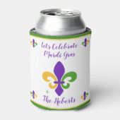 Mardi Gras NAME Green Gold Purple Fleur de Lis Dosenkühler (Kanne Vorderseite)